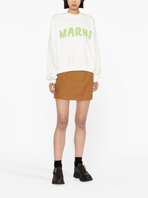 Marni check pattern miniskirt - Orange