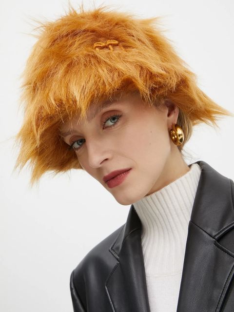 Ruslan Baginskiy kapelusz kolor pomarańczowy z grubej dzianiny BCT004-P-HH-WRB