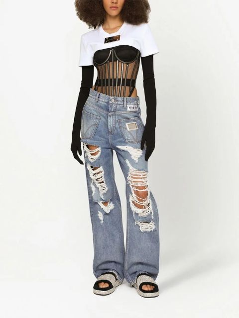 Dolce & Gabbana KIM DOLCE&GABBANA tulle corset top - Black