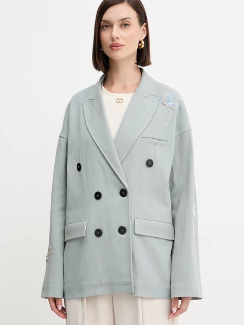 Forte Forte marynarka kolor zielony dwurzędowa 14033bis.my.jacket - zdjęcie produktu nr 1