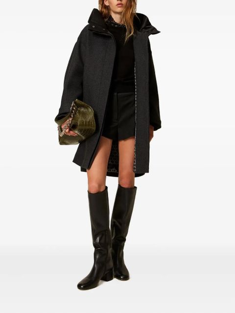 TWINSET hooded single-breasted coat - Black - zdjęcie produktu nr 2