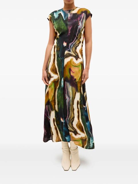 Marie Oliver Zuri abstract-print cap-sleeve dress - Yellow - zdjęcie produktu nr 2