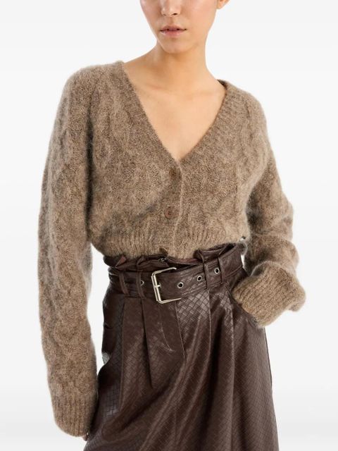 ROTATE BIRGER CHRISTENSEN cable-knit cropped cardigan - Brown