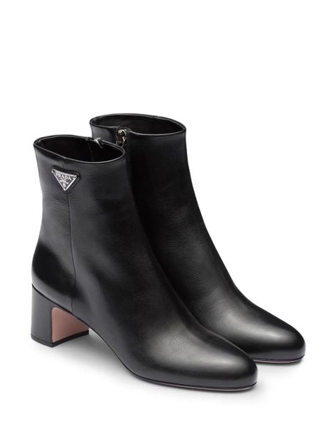 Prada logo-plaque leather ankle boots - Black - zdjęcie produktu nr 2