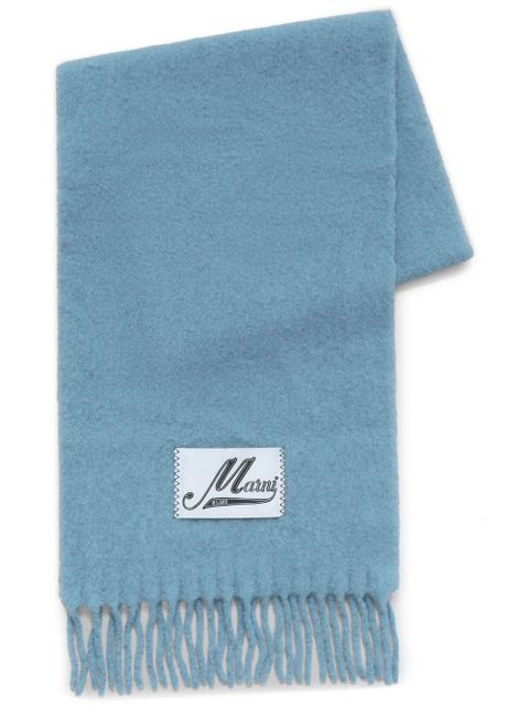 Marni logo-patch alpaca wool-blend scarf - Blue - zdjęcie produktu nr 1
