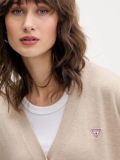 Guess Jeans kardigan z domieszką wełny kolor beżowy lekki W4BR16 Z3HO2