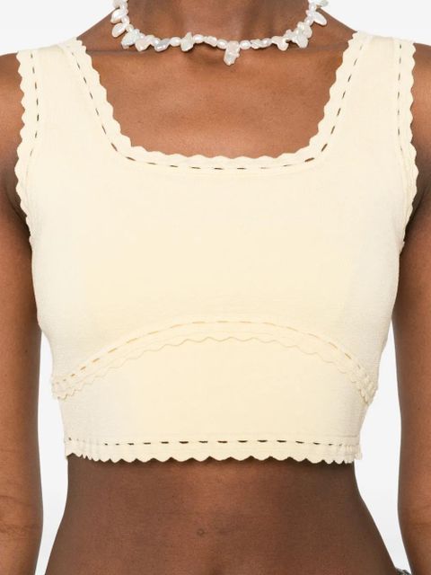 SANDRO scalloped-trim crop top - Yellow