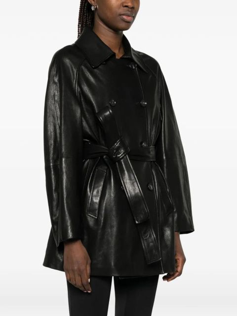 Nour Hammour Quinn double-breasted leather coat - Black