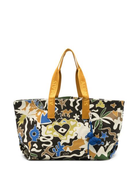 ALEMAIS Maroc printed beach bag - Black