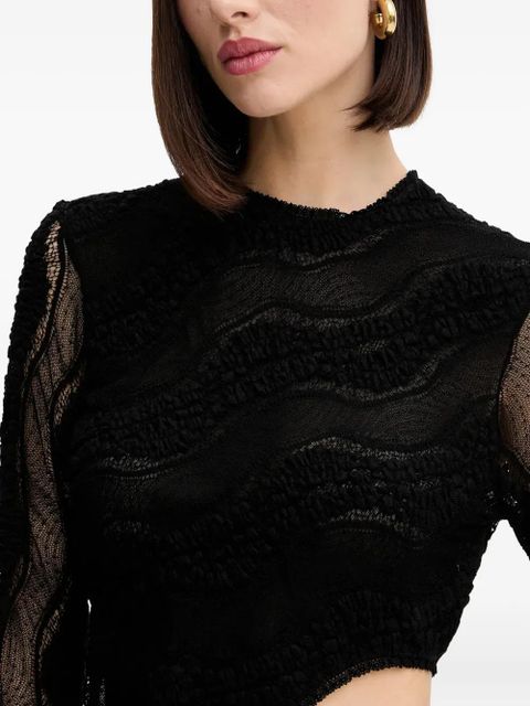 Charo Ruiz Ibiza cut-out asymmetrical lace T-shirt - Black