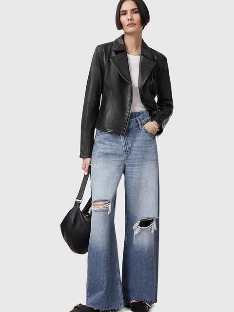 AllSaints kurtka skórzana VELA kolor czarny przejściowa W089LB