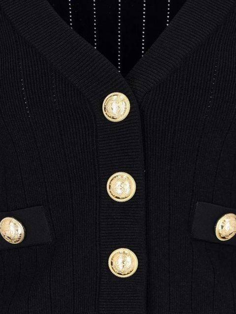 Balmain ribbed gold-button cardigan - Black