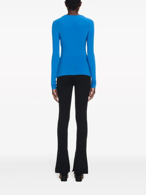 Off-White logo-print draped top - Blue