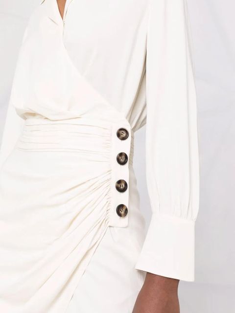 Self-Portrait wrap-style V-neck dress - Neutrals