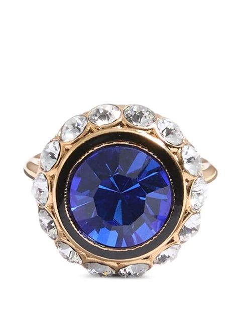 Valentino Garavani Vlogo Signature ring in metal, enamel and crystals - Gold - zdjęcie produktu nr 1