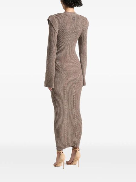 Manière De Voir wide-shoulder knitted midi dress - Brown - zdjęcie produktu nr 2