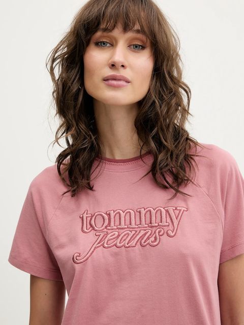 Tommy Jeans t-shirt bawełniany damski kolor różowy DW0DW21388