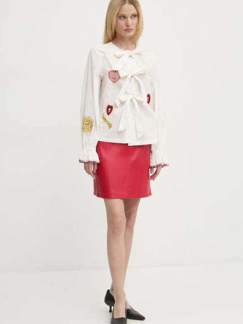 Never Fully Dressed spódnica Vegan Leather Mini Jaspre Skirt kolor czerwony mini ołówkowa NFDSK540