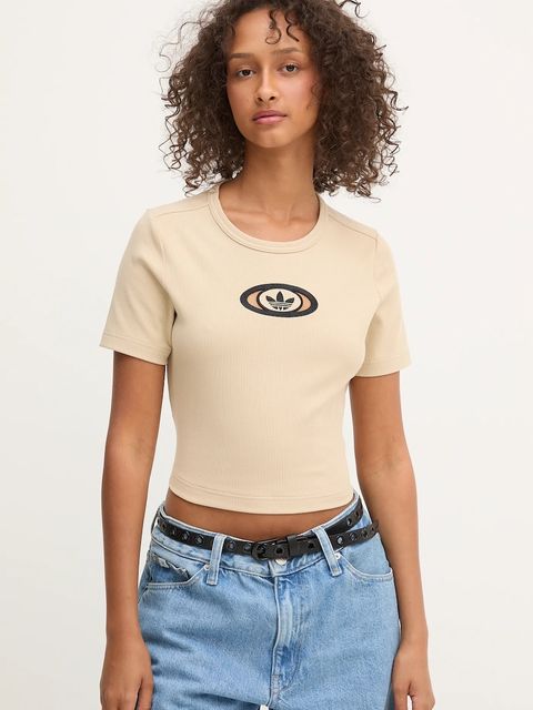 adidas Originals t-shirt Cut Out Rib Tee damski kolor beżowy odkryte plecy KC8803 - zdjęcie produktu nr 1