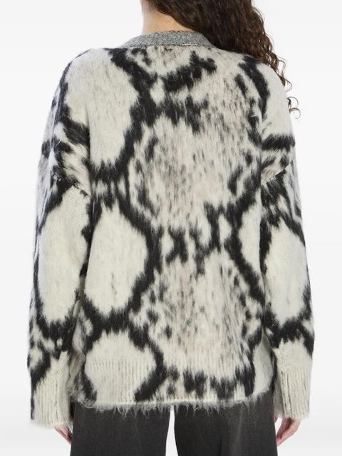 The Attico python-print ribbed sweater - Black