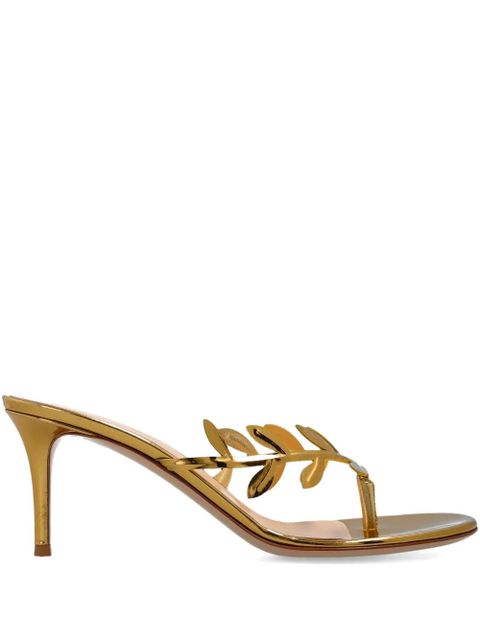Gianvito Rossi leaf-motif heeled mule - Gold - zdjęcie produktu nr 1