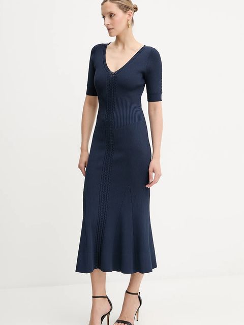 Herve Leger sukienka Aria kolor granatowy midi dopasowana DCR8524128