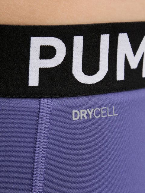 Puma szorty treningowe Strong kolor fioletowy z nadrukiem high waist 526002