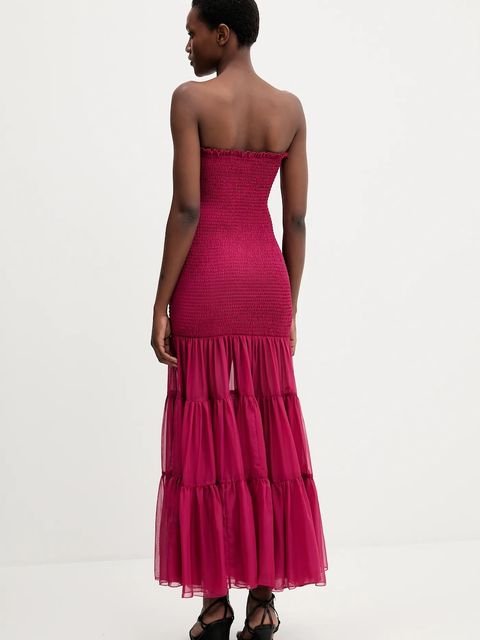 Bardot sukienka AZURA kolor bordowy midi rozkloszowana 59882DB