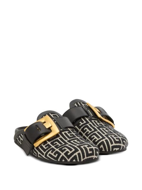 Balmain monogram-pattern slippers - Black