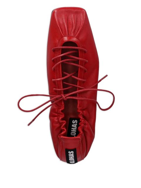 ALOHAS Aureline lace-up square-toe flats - Red