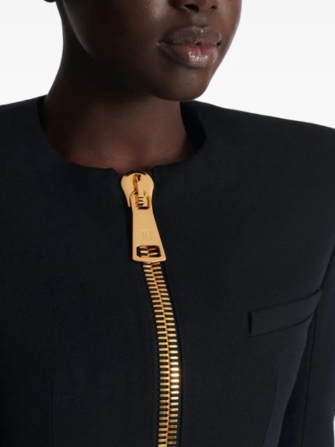Balmain padded-shoulder zip-front jacket - Black