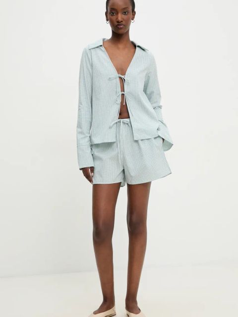 Answear.LAB koszula damska kolor zielony regular z kołnierzykiem klasycznym