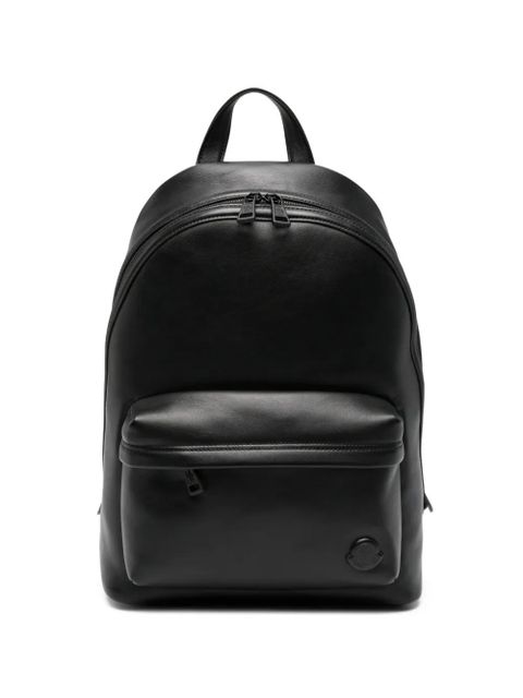 Moncler logo-patch leather backpack - Black - zdjęcie produktu nr 1