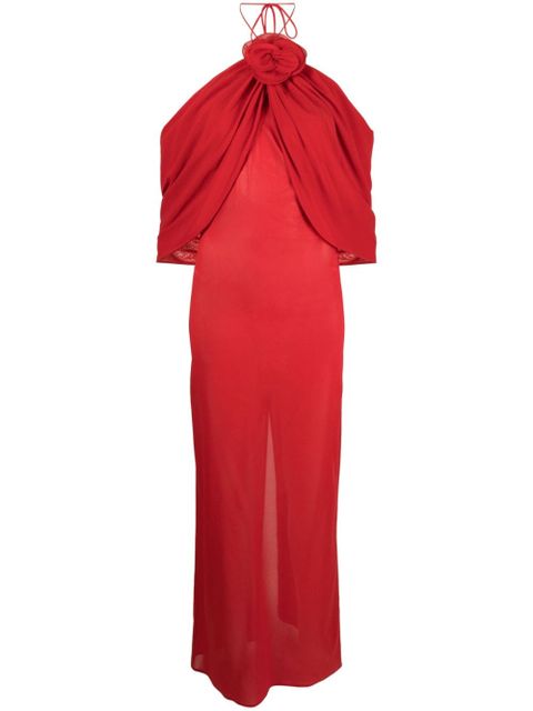 Magda Butrym flower-appliqué silk-blend dress - Red - zdjęcie produktu nr 1