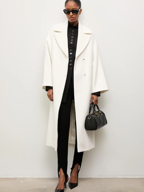 Answear Lab płaszcz wełniany kolor biały przejściowy oversize