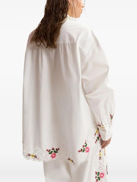 Essentiel Antwerp Jayme floral-embroidered cutwork-detail shirt - White