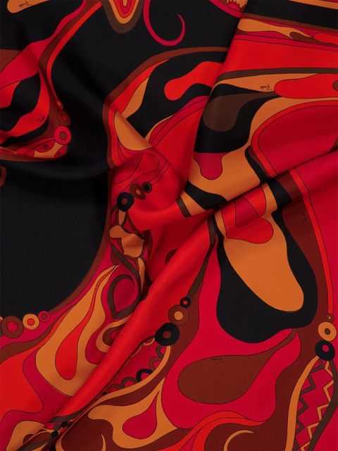 PUCCI Orchidee-print silk carrè scarf - Red