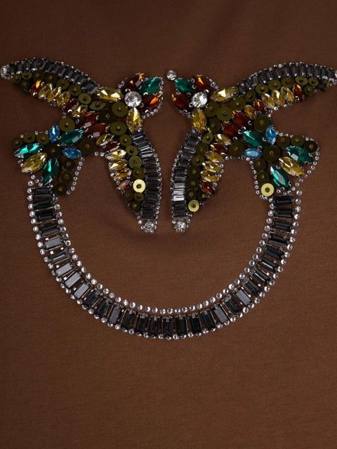 PINKO rhinestone-embellished T-shirt - Brown - zdjęcie produktu nr 2