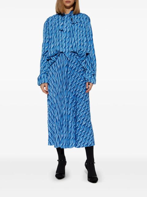 Balenciaga cable-knit-print midi dress - Blue