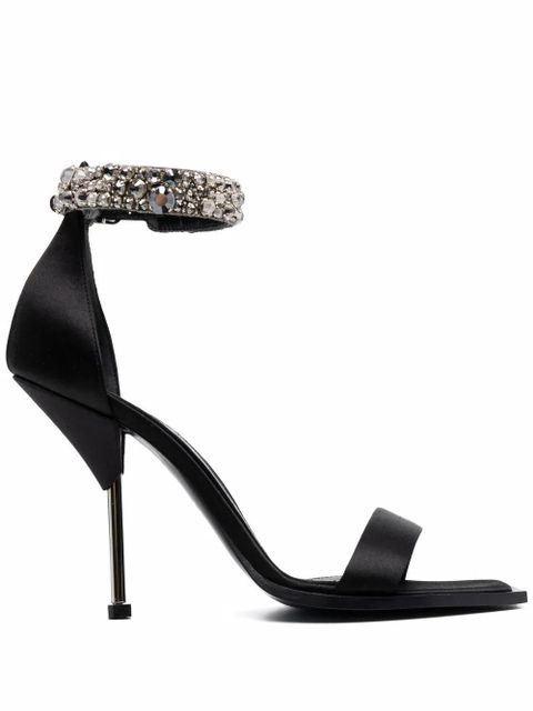Alexander McQueen satin-embellished sandals - Black - zdjęcie produktu nr 1