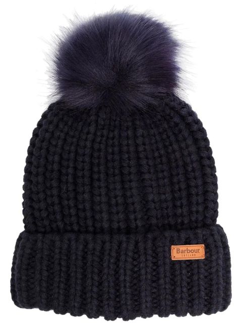 Barbour logo pom-pom beanie hat - Blue - zdjęcie produktu nr 1