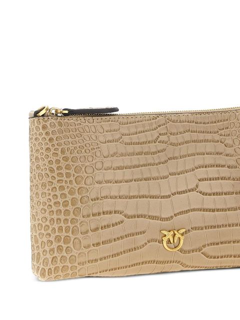 PINKO crocodile-print Love Birds cross body bag - Neutrals