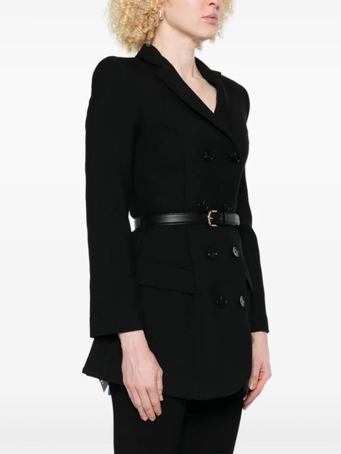 Self-Portrait belted double-breasted dress - Black