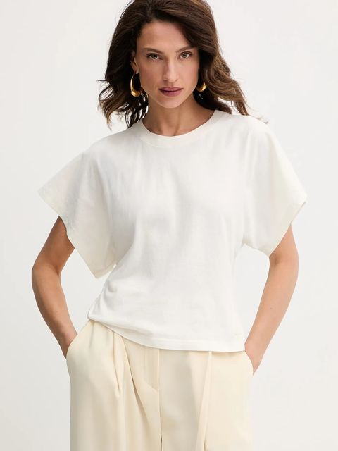 BOSS Orange t-shirt bawełniany damski kolor beżowy 50543502 - zdjęcie produktu nr 1