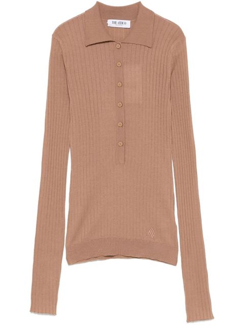 The Attico chunky-ribbed polo top - Brown - zdjęcie produktu nr 1