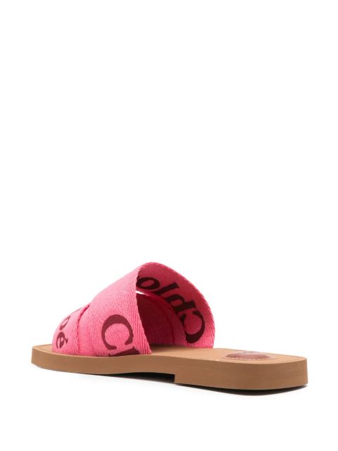 Chloé Woody logo-print slides - Pink