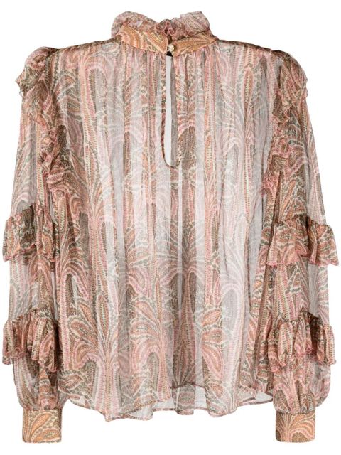 ETRO ruffled paisley-print silk blouse - Pink - zdjęcie produktu nr 1