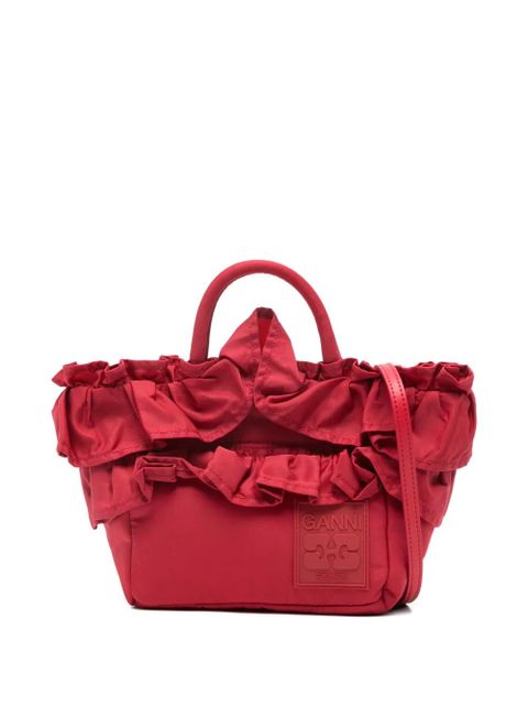 GANNI ruffled-detail tote bag - Red - zdjęcie produktu nr 1