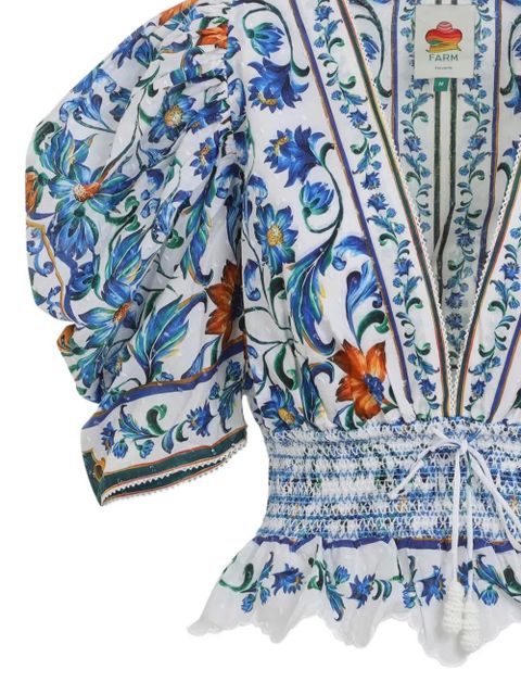 FARM Rio V-neck floral-pattern top - White
