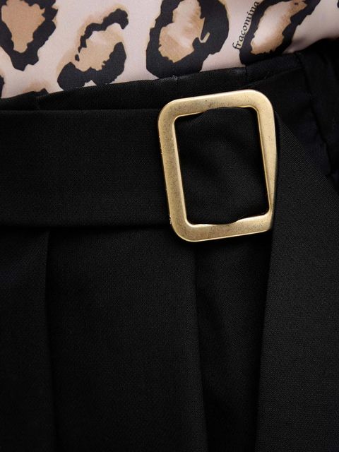 Marella spodnie wełniane damskie kolor czarny szerokie high waist 2523136022200